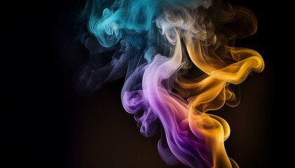 Obraz premium Vibrant Abstract Colorful Smoke on Black Background. Smoke wave. Motion. Art. Design. Generated AI