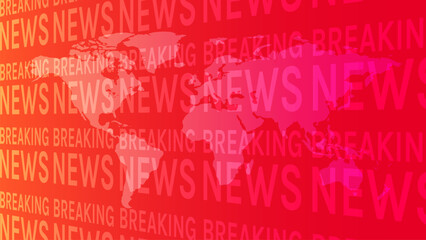 Creative Glowing Red Breaking News Pattern Background with World Map for Global Headlines