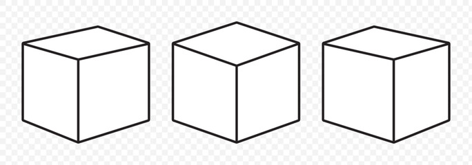 Cube icon Black line art vector logo set. EPS 10
