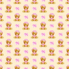 Coquette Teddy Bear Seamless Pattern