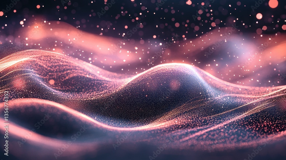 Poster ethereal network of shimmering light particles flowing like nebula cosmic beauty and futuristic desi
