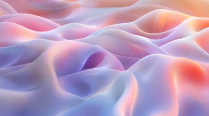 Fototapeta premium Soft Wavy Abstract Landscape in Pastel Tones Gentle Gradient Hues with Smooth Silk Texture Digital Art Wallpaper Background
