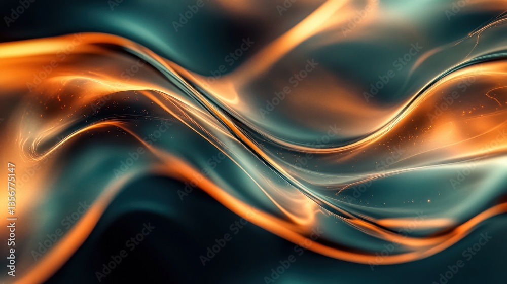 Poster Abstract flowing metallic motion with soft light effect artistic curves and wave on elegant background