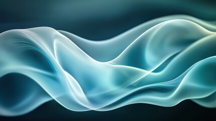 Obraz premium Flowing light on a soft wavy surface aquamarine and cyan hues seamless backdrop soothing calming visual