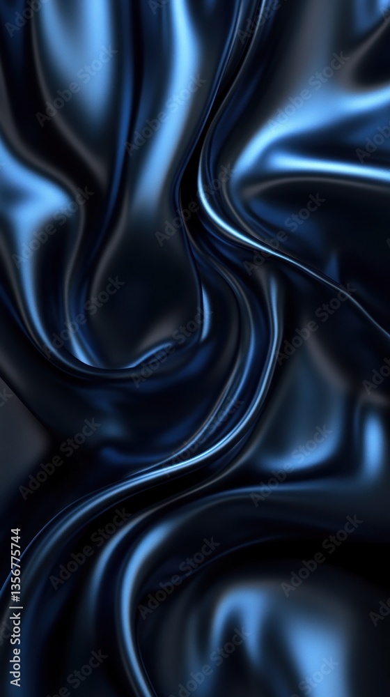 Aufkleber abstract flowing curves of deep sapphire fabric capturing fluid elegance and depth of blue material 