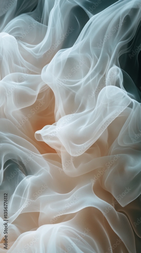 Aufkleber flowing ethereal fabric creating dynamic wave patterns translucent elegant texture subtle depth grad