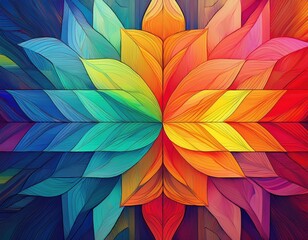 Colorful leaves radiate joy and unity, symbolizing diversity and lgbt pride in amazing patterns.