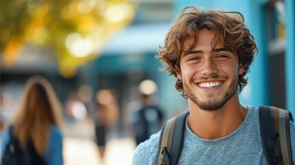 Fototapeta premium Portrait of a Smiling Young Man Outdoors