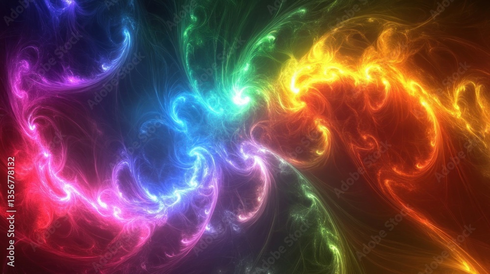 Poster multicolored plasma energy swirls art digital illustration ethereal cosmic abstract space background