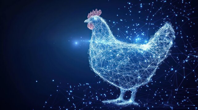 Digital Chicken, Abstract, Dark Background, Network