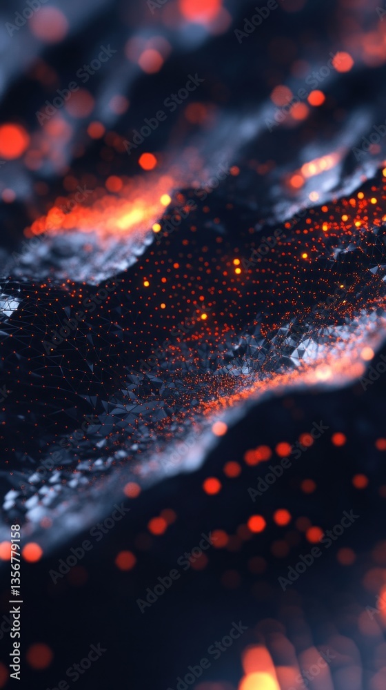 Poster Abstract digital background with glowing points and geometric shapes for science tech and modern visuals