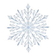 A realistic snowflake with intricate designs. png isolated background. transparent background. 