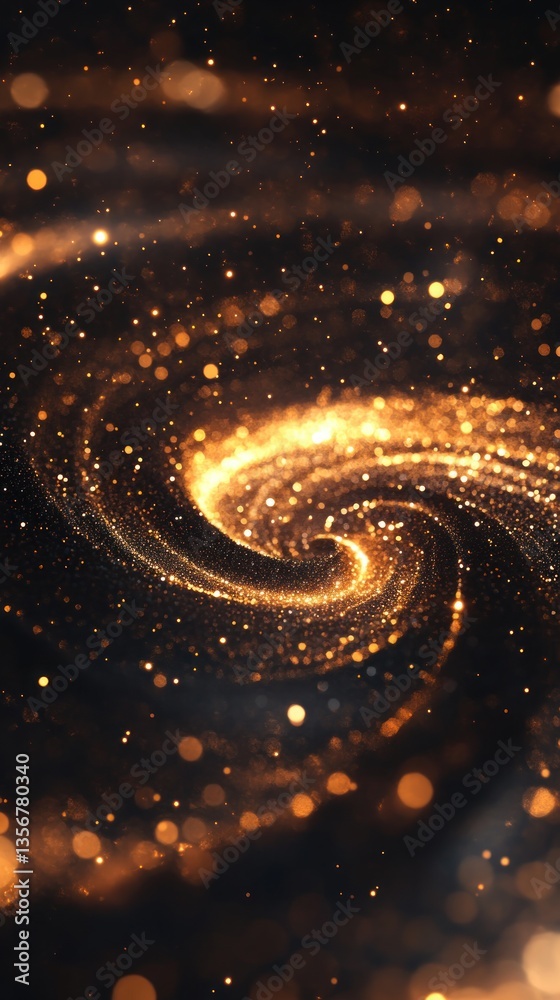 Leinwandbilder Abstract cosmic spiral with gold particles dynamic backdrop creating a mystical space atmosphere shining glitter