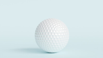 3D model of a white golf ball on a blue background , play golf