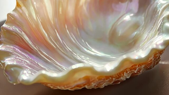 Beautifully structured iridescent shell displaying intricate patterns and natural hues unique to marine life