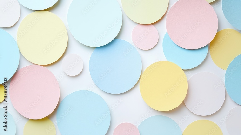 Aufkleber Pastel Circles Arrangement on White Background Offering a Clean and Playful Visual Backdrop