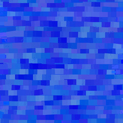 Illustration, background in the form of a seamless regular pattern of bright blue and light blue uneven stripes and rectangles
