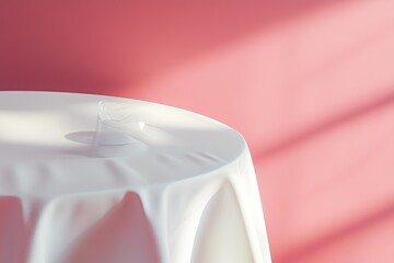 Empty glass on a white tablecloth