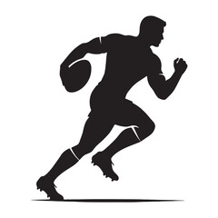Confident Rugby Player silhouette, standing tall before kickoff - Rugby illustration - Minimalist Rugby vector - Game-day mindset

