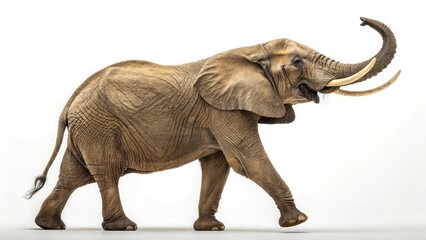 Obraz premium African Elephant Walking on White Background