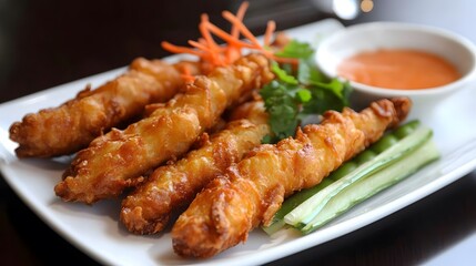 Crispy Fried Fish Fingers with Spicy Dipping Sauce