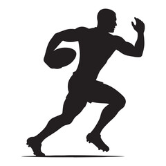 Fierce Rugby Player silhouette, tackling with precision - Rugby illustration - Minimalist Rugby vector - Defensive powerhouse

