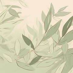 Serene Green Foliage Olive Branch Leaves Fresh Botanical Illustration Natural Tranquility Design