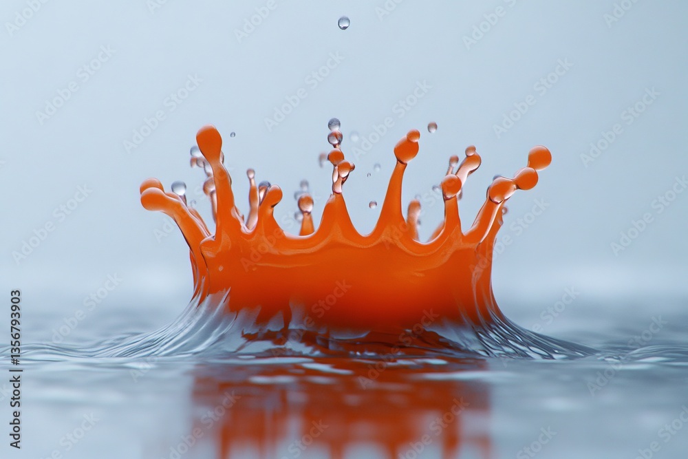 Aufkleber bright orange splash creating waves in clear water during a calm moment