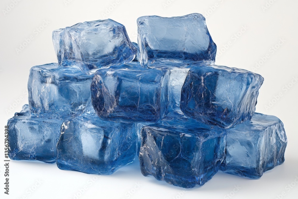 Aufkleber Clear and bright ice cubes stacked together for use in drinks and refreshments during summer gatherings