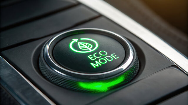 Eco mode button on vehicle console is designed to enhance fuel efficiency and reduce emissions while driving