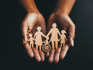 Hand Holding Family Silhouette: A tender moment captured, showcasing hands cradling a family silhouette, emphasizing love and togetherness.