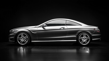 Obraz premium Gray Modern Car with Sleek Design and Soft Reflections, Showcasing Clean Aesthetics and Minimalist Elegance