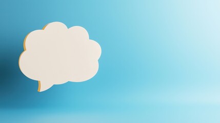 Creative blank speech bubble against a soft blue background for messaging and design concepts.