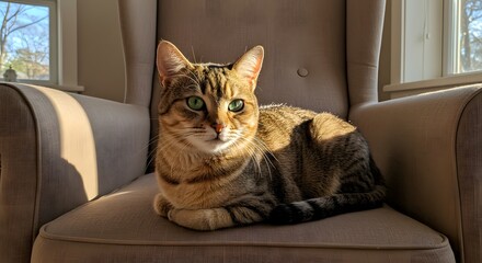 Tabby Cat Resting by the Window in Natural Light