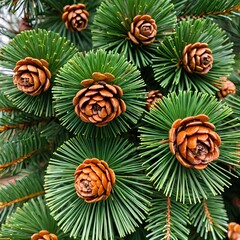 Fototapeta premium Lush Evergreen Branches with Cones