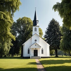 White Church in a Green Park
