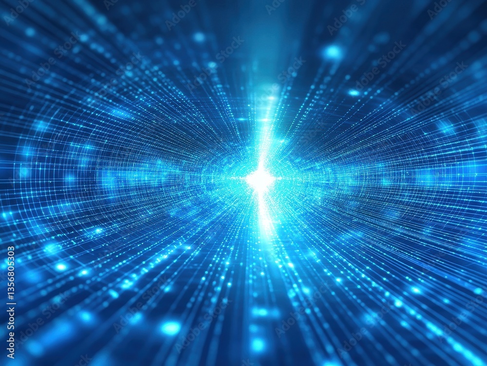 Aufkleber abstract blue data stream with bright light and dynamic movement