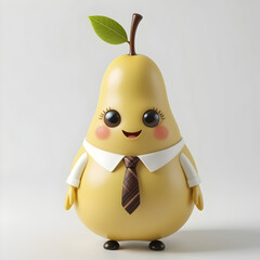 A cute anthropomorphic pear character with a soft, plump body, tiny stubby hands, and small black feet.