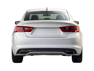 Car's Rear View: Sleek and modern white car from rear with focus on taillights, and the vehicle's design, perfect for automotive concepts and transportation themes.