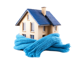 A house surrounded by a scarf