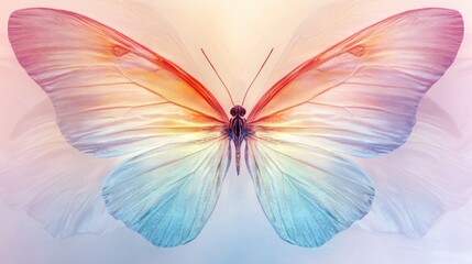 Pastel Overlay: A dreamy composition with a soft pastel overlay enhancing the wingsâ€™ beauty. Stock photo --ar 16:9 --quality 2 --style raw --v 6.1 Job ID: 4b4abb29-a235-4622-b16f-748086058541