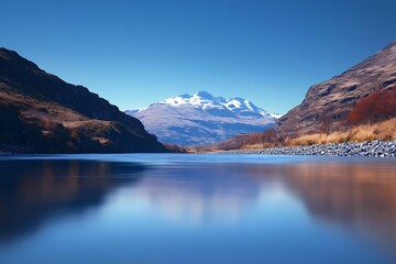 Mountain River Reflection for Autumn Serenity.