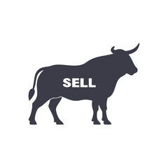 Best Cattle Sell Logo: Bull Silhouette Vector on White Background - Stock Illustration