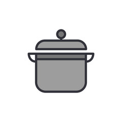 Cooking pot colored icons, minimalist vector illustration ,simple transparent graphic element .Isolated on white background