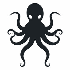 Obraz premium Octopus Vector Silhouette on White Background - Vector Illustration
