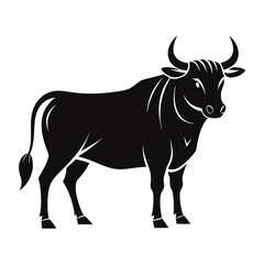 Best Cattle Sell Logo: Bull Silhouette Vector on White Background - Stock Illustration