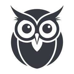 Minimalist Owl Silhouette Logo with Expressive Eyes – Vector Illustration