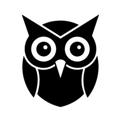 Minimalist Owl Silhouette Logo with Expressive Eyes – Vector Illustration