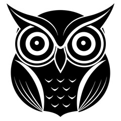 Minimalist Owl Silhouette Logo with Expressive Eyes – Vector Illustration