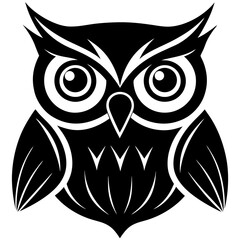 Minimalist Owl Silhouette Logo with Expressive Eyes – Vector Illustration